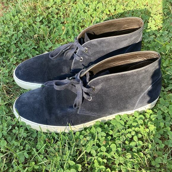 Lanvin Navy Suede Chukka Boots Men US 9 Minimalist Sneaker Sole Casual Fall Luxe - Picture 2 of 14